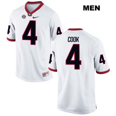 Men's Georgia Bulldogs NCAA #4 James Cook Nike Stitched White Authentic College Football Jersey HYD6754VB